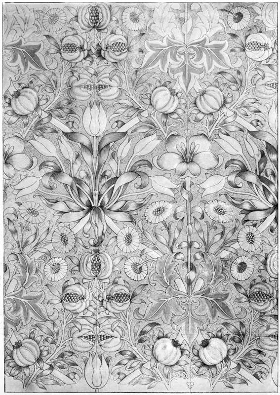 Lily and pomegranate pattern wallpaper, 1887 (1934).Artist: William Morris