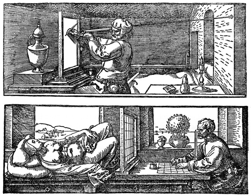 Perspective machine, 1525, (1936). Artist: Albrecht Dürer