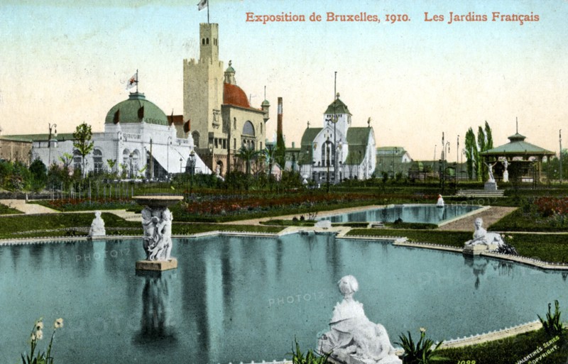 The French Garden, Universal Exhibition, Brussels, Belgium, 1910.Artist: Valentine & Sons
