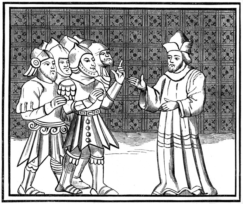 A secret meeting of the Jews at the Rabbi's House, 14th century (1849). Artist: Unknown