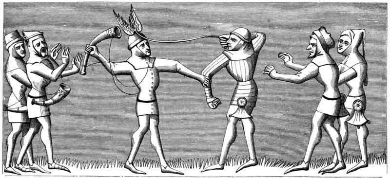 Vailets of falconry, 14th century (1849). Artist: Unknown