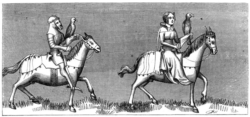 A lady setting out hawking, 14th century (1849). Artist: Unknown