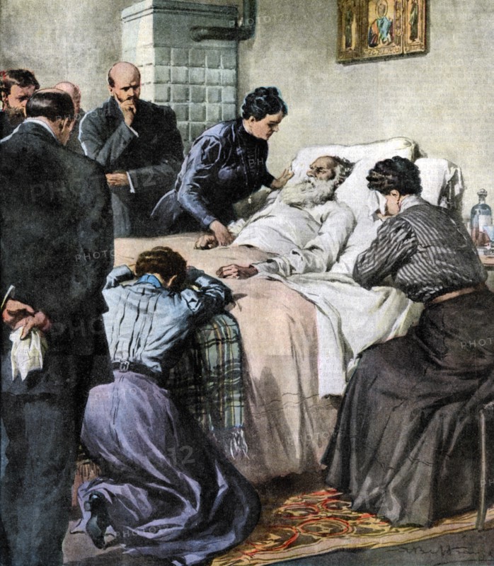 The death of Leo Tolstoy, Russian author and philosopher, 1910. Artist: Unknown