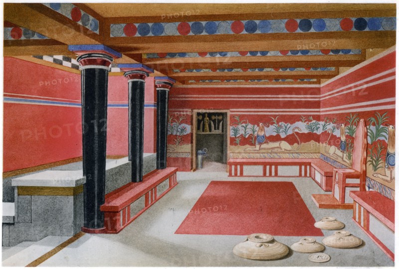 King Minos's throne room, Knossos, Crete. Artist: Unknown