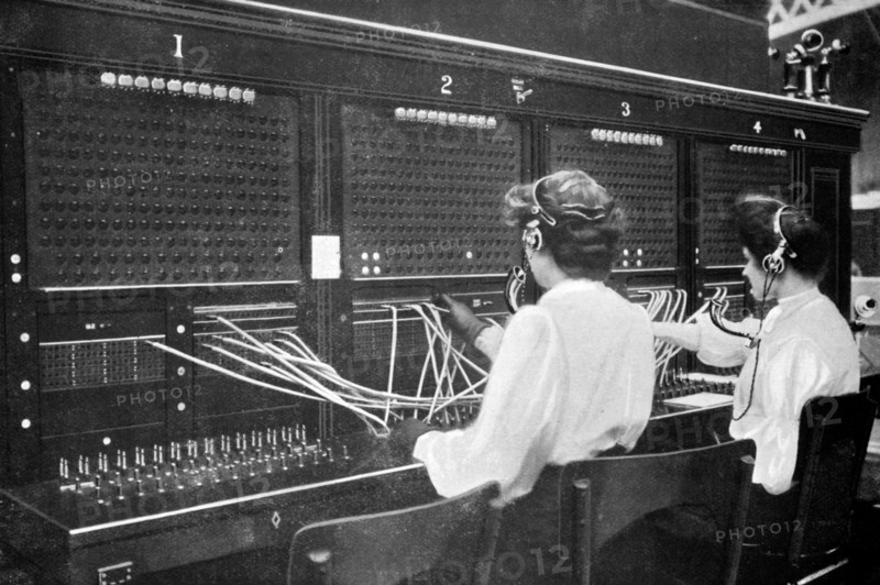 Switchboard operators at work, early 20th century. Artist: Unknown