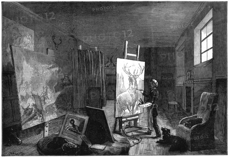 Sir Edwin Landseer's (1802-1973) studio, Brighton, East Sussex, 1874. Artist: Unknown