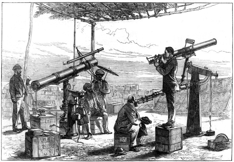 Astronomers waiting for an eclipse, India, 1872. Artist: Unknown