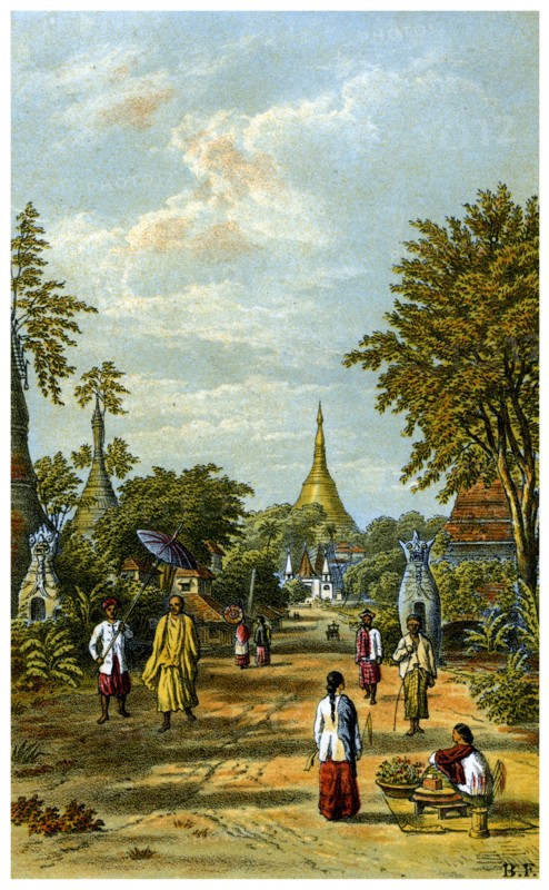 The Shwe Dragon pagoda, Rangoon, 19th century.Artist: C Kegan Paul