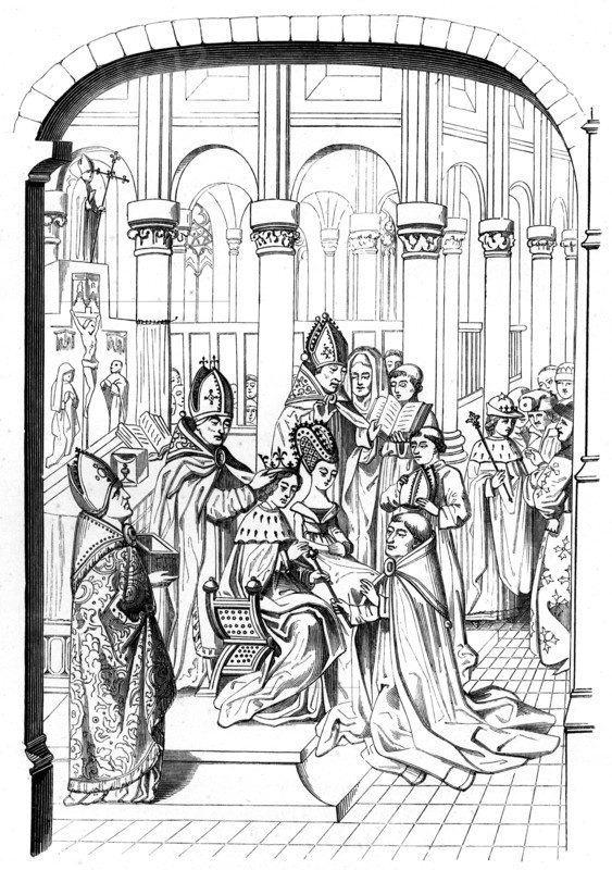 The coronation of King Charles V of France (1337-1380), 14th century (1849).Artist: A Bisson
