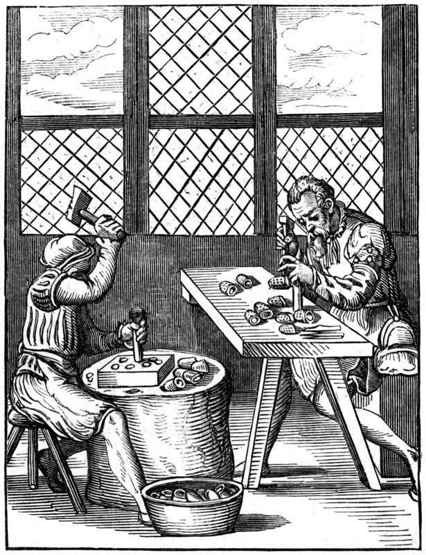 Thimble makers, 16th century (1849).Artist: Jost Amman