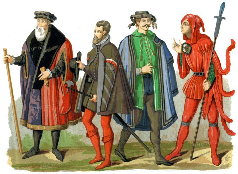 German costumes, 15th-16th century (1849).Artist: Edward May