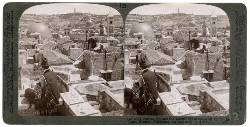 Jerusalem and the Mount of Olives, looking east from the Latin Hospice, Palestine, 1900s.Artist: Underwood & Underwood