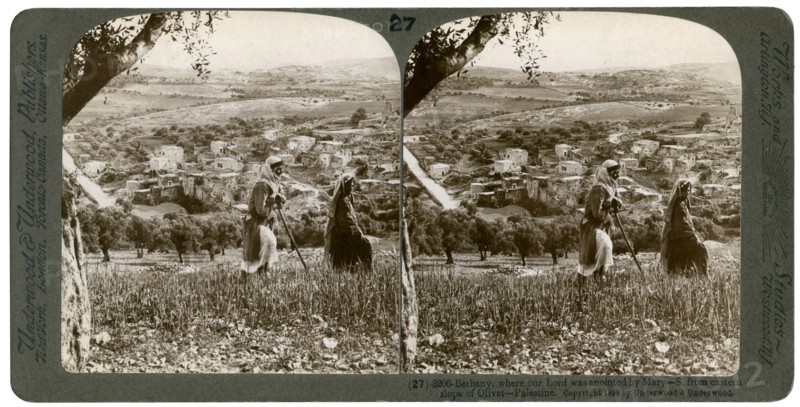 Bethany, as seen from the eastern slope of the Mount of Olives, Palestine, 1899.Artist: Underwood & Underwood
