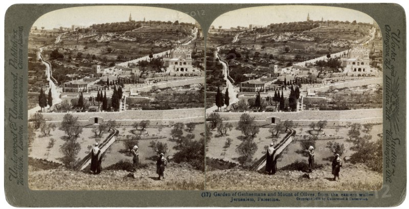 The Garden of Gethsemane and the Mount of Olives, Palestine, 1908.Artist: Underwood & Underwood
