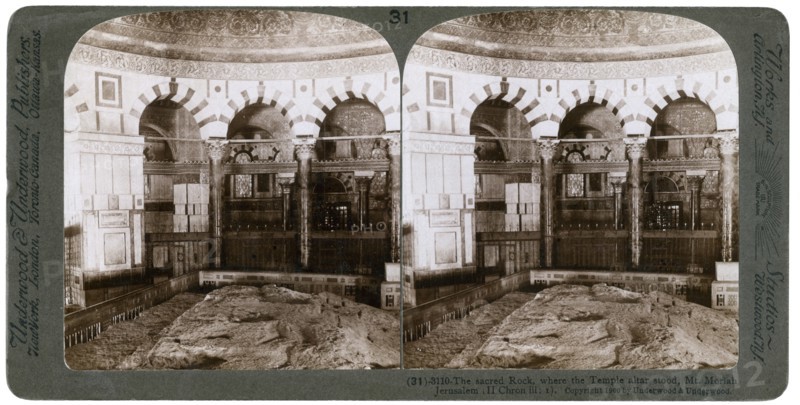 The sacred rock, where the Temple Alter stood, Mount Moriah, Jerusalem, Palestine, 1900.Artist: Underwood & Underwood