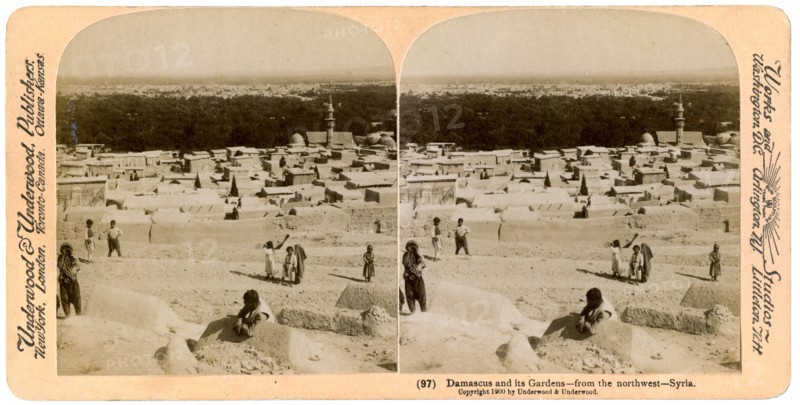 Damascus and its gardens, as seen from the north-west, Syria, 1900.Artist: Underwood & Underwood