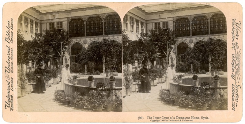 The inner court of a Damascus home, Syria, 1900.Artist: Underwood & Underwood