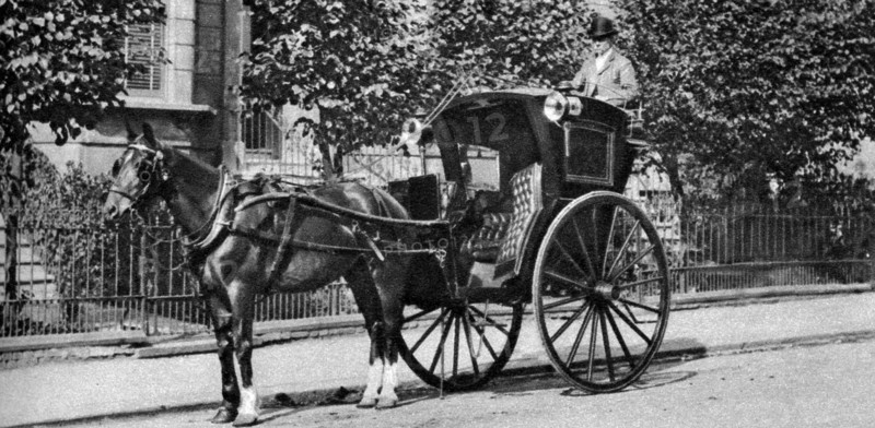 A horse-drawn hansom cab, London, 1926-1927. Artist: Unknown