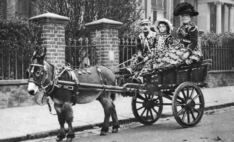 Pearly family in their donkey-drawn 'moke', London, 1926-1927. Artist: McLeish