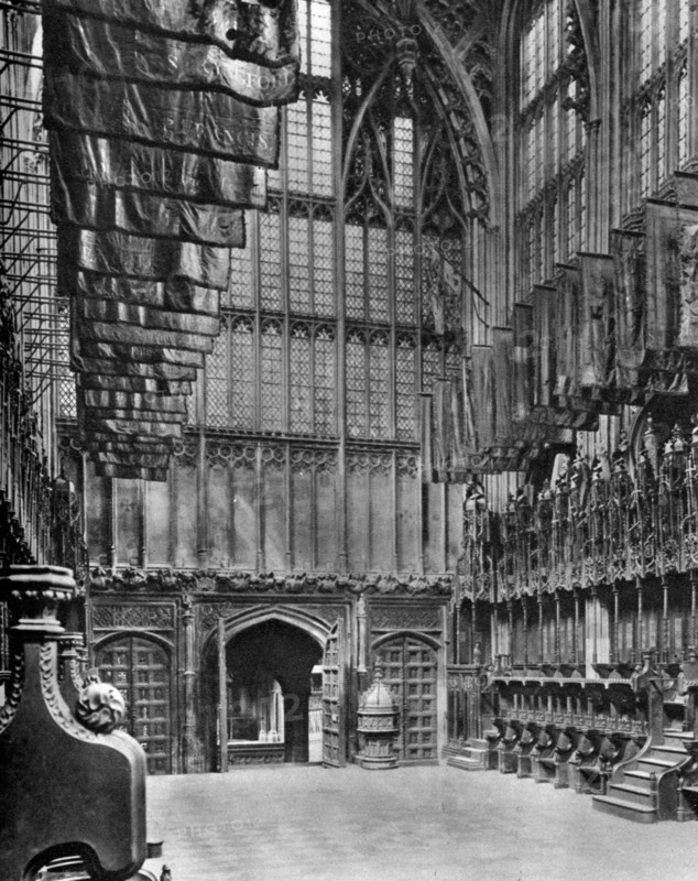 Massed banners of the Knights of the Bath in Henry VII's Chapel, Westminster Abbey, 1926-1927. Artist: King