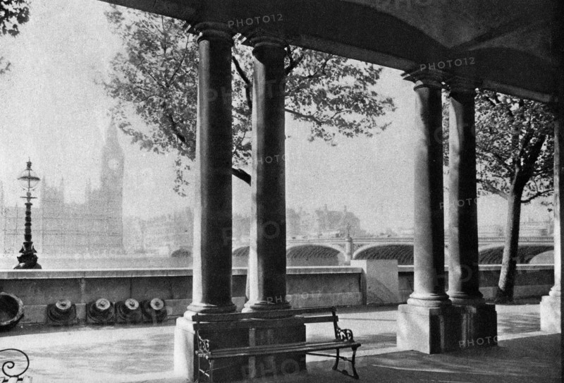 Westminster Bridge and Big Ben from the terrace of St Thomas's Hospital, 1926-1927. Artist: Unknown