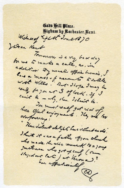 A hand-written letter, 1870 (1899). Artist: Unknown