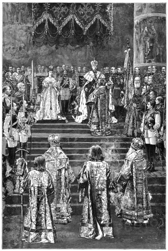 The coronation of Emperor Alexander III and Empress Maria Fyodorovna, 1883 (late 19th century). Artist: Unknown