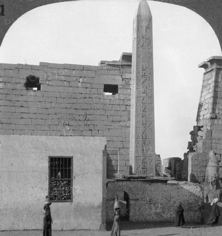 'The obelisk of Rameses II and front of Luxor Temple, Thebes, Egypt', 1905.Artist: Underwood & Underwood