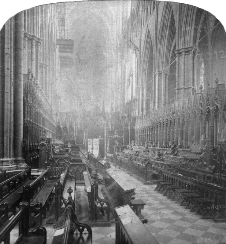 Interior of Westminster Abbey, London, late 19th century.Artist: Underwood & Underwood