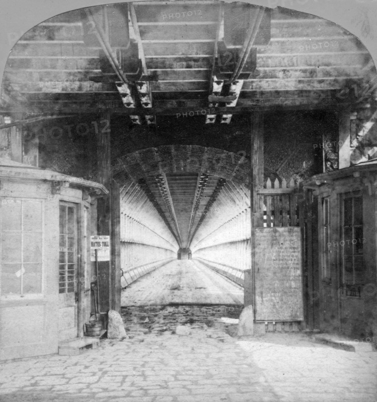 Interior of the suspension bridge, Niagara Falls, Canada, early 20th century. Artist: Unknown