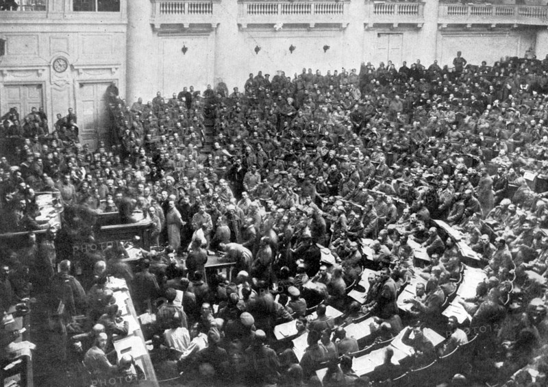 Petrograd's new parliament, Russia, 1917, (c1920). Artist: Bulla