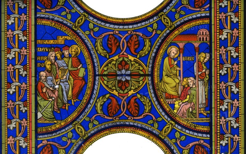 Fragment of a stained glass window in Canterbury Cathedral, Canterbury, Kent, 1849.Artist: Hauger