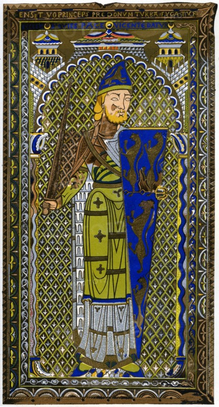 Representation of the enamel effigy of Geoffrey V on his tomb at Le Mans Cathedral, 1849.Artist: Lemercier
