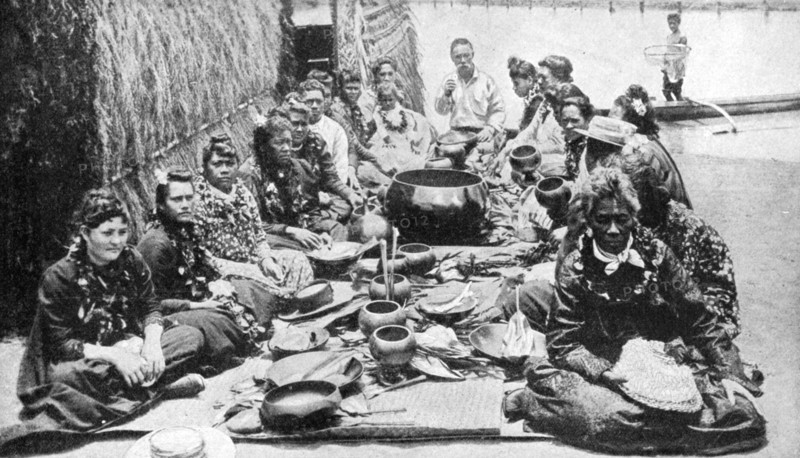 Hawaiians at a banquet, Hawaii, 1922.Artist: RM Clutterbuck