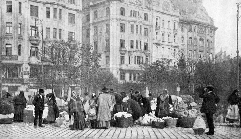 Great market of flowers, Budapest, Hungary, 1922.Artist: AW Cutler