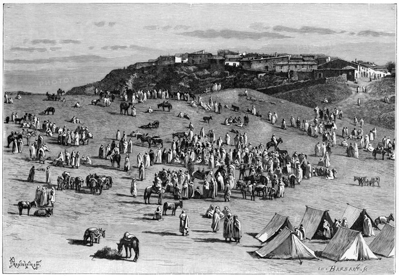 'Boghari village and market', c1890. Artist: Charles Barbant