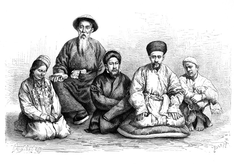 'Dungans and Taranchis, types and costumes', c1890. Artist: Unknown