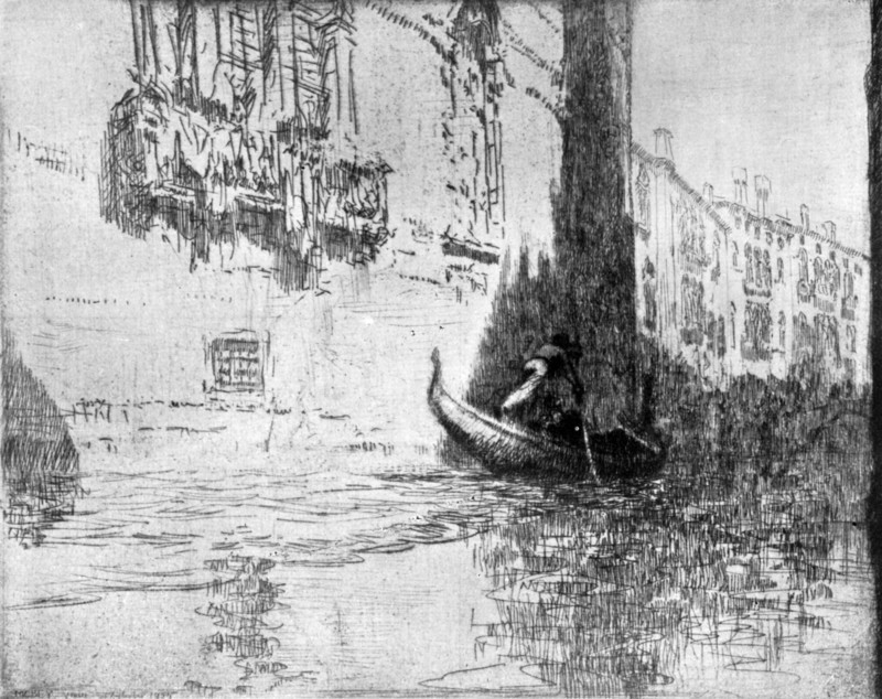 'The Passing Gondola', 1926.Artist: James McBey