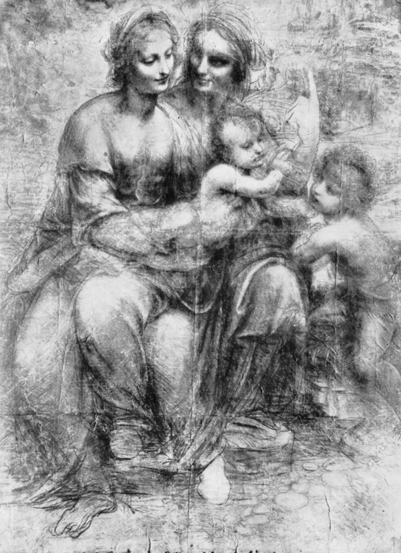 Cartoon of St Anne with Madonna and Child and St John, 15th century (1930).Artist: Leonardo da Vinci