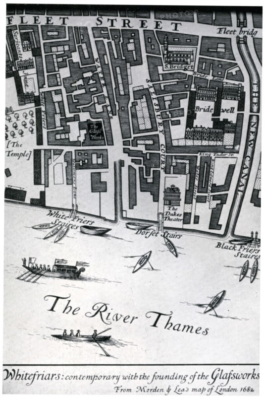 Map of London featuring Whitefriars, 1682 (1930).Artist: Morden & Lea