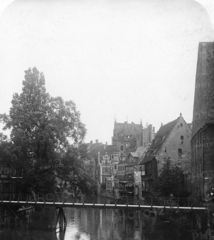 The Pegnitz river, Nuremberg, Germany, c1900s.Artist: Wurthle & Sons