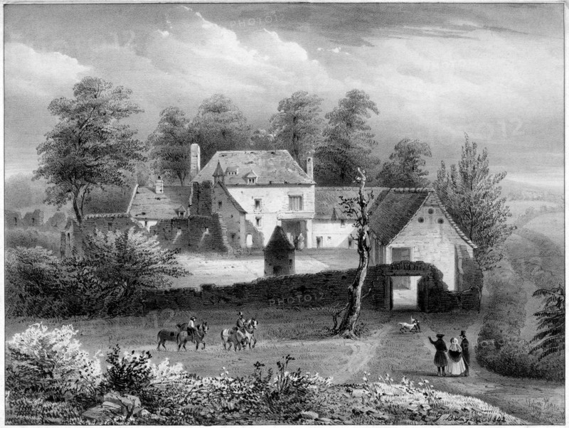 The Château d'Hougoumont, Belgium, 19th century.Artist: Loux
