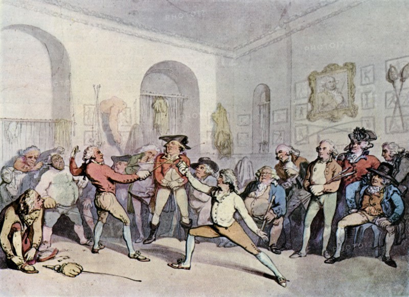 'Mr H Angelo's Fencing Academy', 1791, (1929). Artist: Thomas Rowlandson