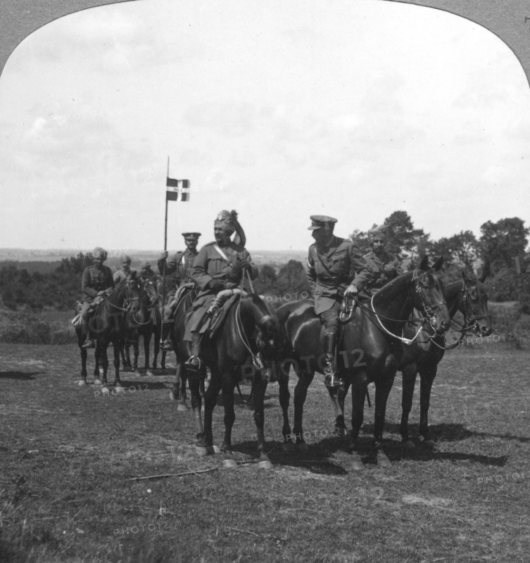 General Rimington, Sir Pertab Singh and the Rajah of Rutlam, France, 1900s.Artist: Crown