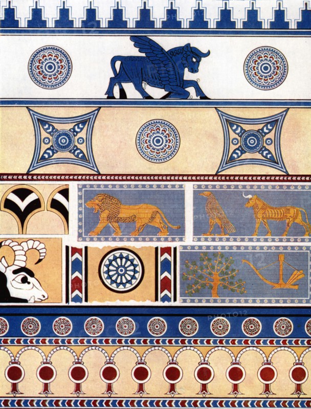 Assyrian brick and tile design, 1933-1934. Artist: Unknown