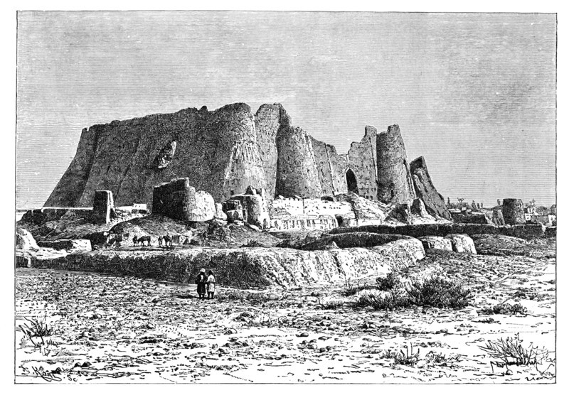 The ruined fortress of Veramin, Persia (Iran), 1895.Artist: Armand Kohl