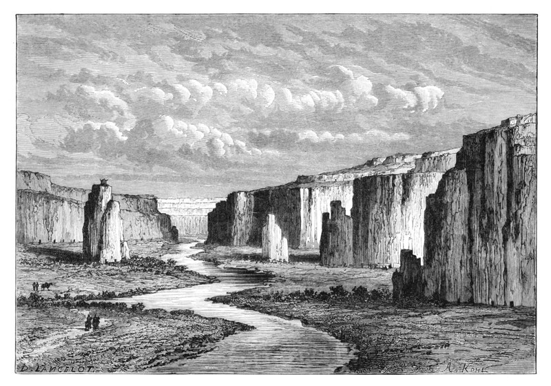 Cliffs in the 'Yellow Earth', north of Tai-Yeun, Shanxi, China, 1895.Artist: Armand Kohl