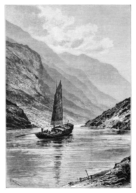 The Upper Yangtze river, China, 1895.Artist: Charles Barbant