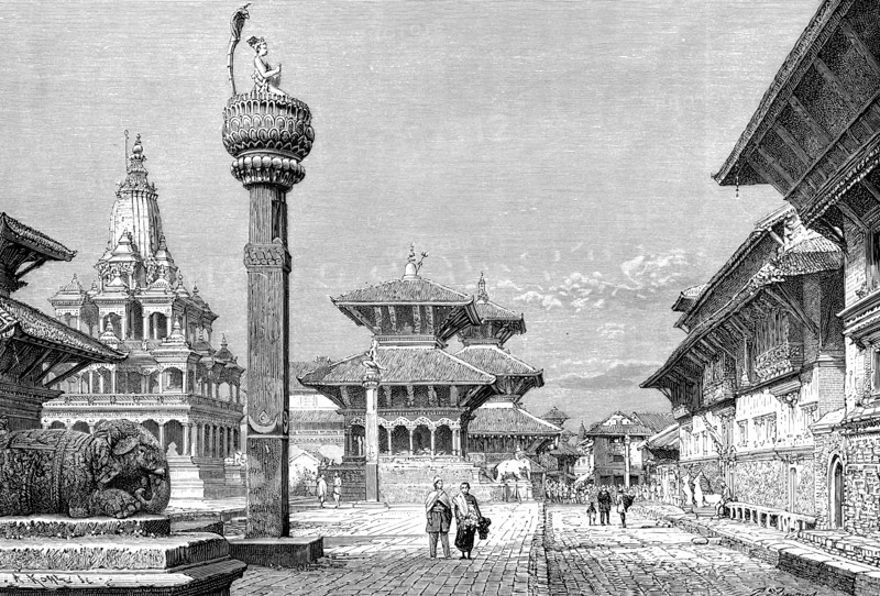 Temples at Patan, Nepal, 1895.Artist: Armand Kohl