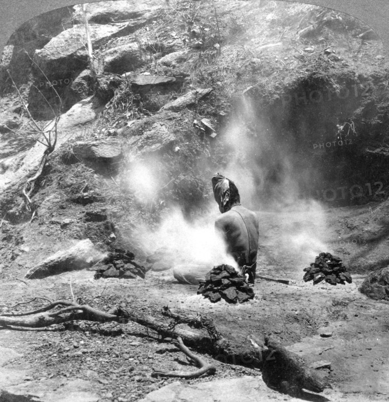A hermit doing penence at Gem Lake, Mount Abu, India, 1903.Artist: Underwood & Underwood